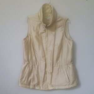 Coldwater Creek Vest Women's XL 16 Gold Shimmer Anorak Mock Neck Full Zip Puffer